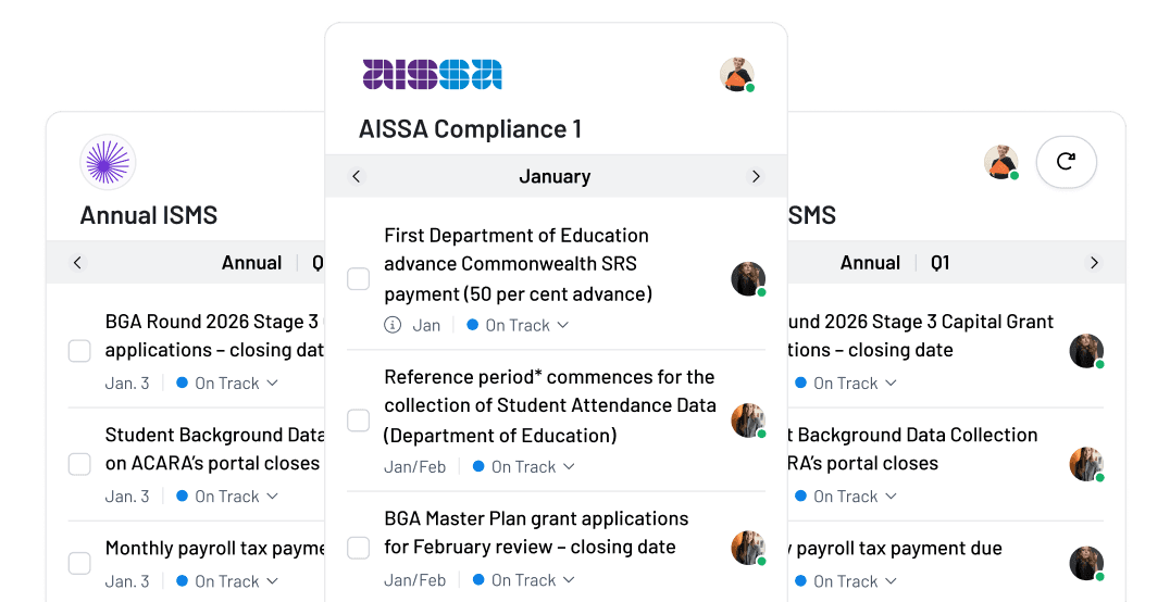 EthosOne compliance workflow showing structured status and action context